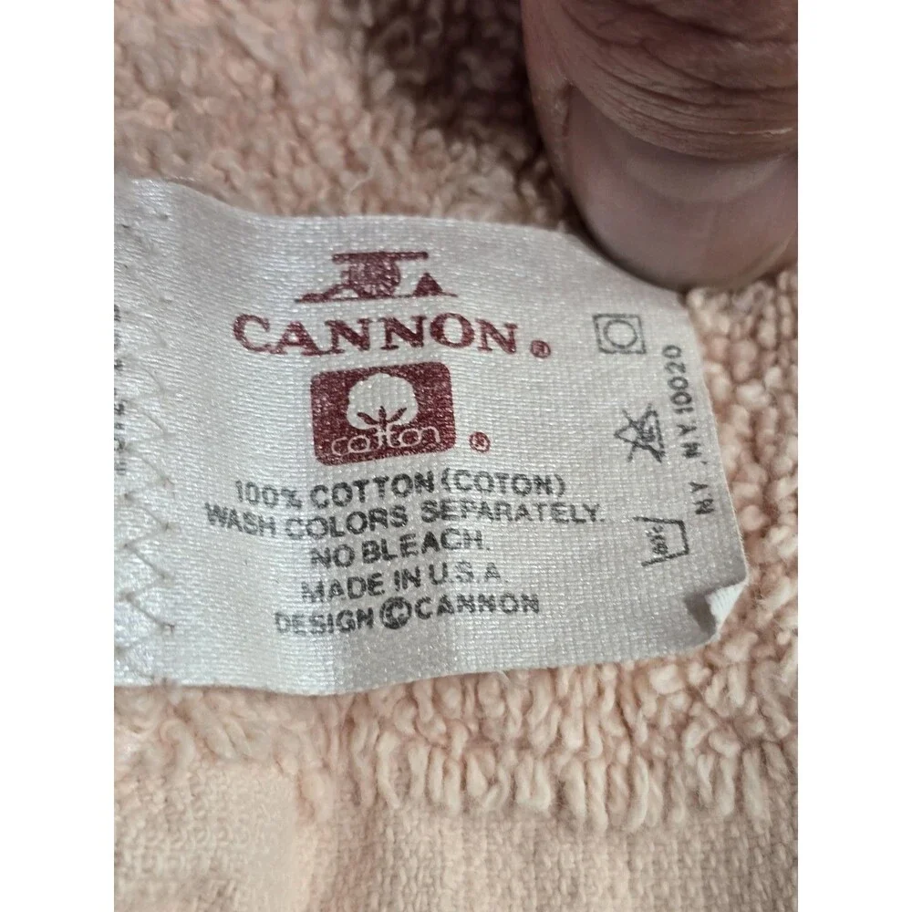 Vintage Pink Towel Set of 3 Cannon Fringe Fingertip Bathroom Guest Towels Granny